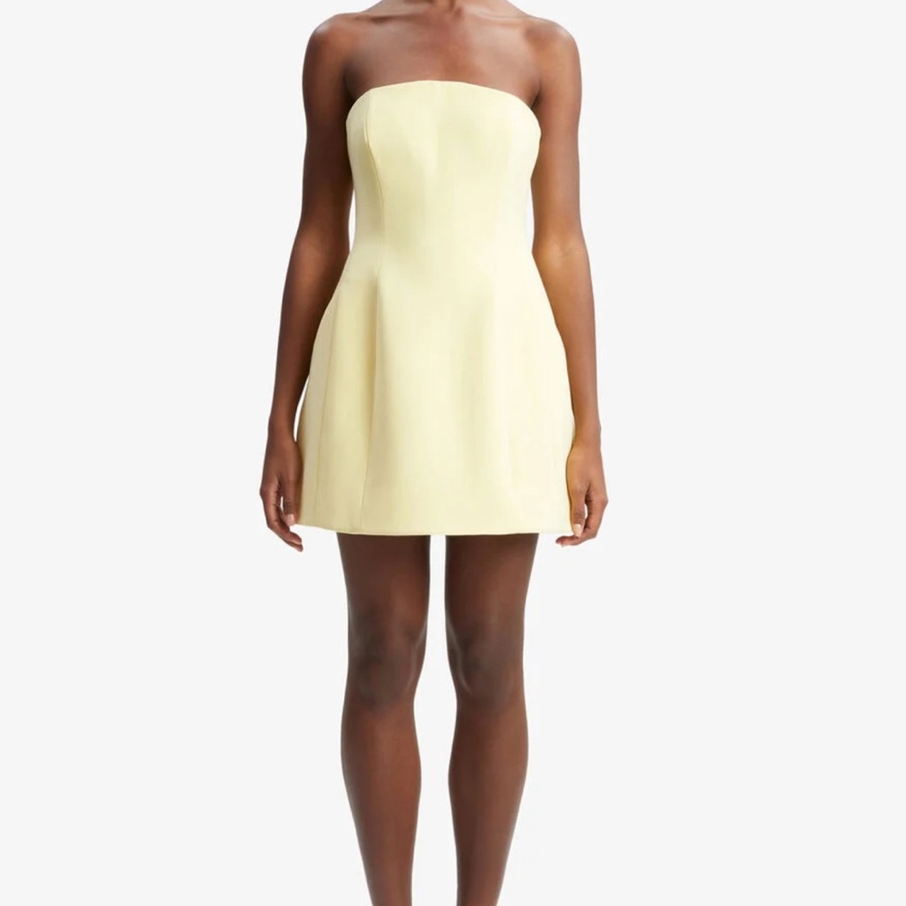 Bardot Strapless Dress in Soft Yellow